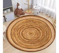 RUILBJM Tappeto Rotondo Effetto Legno Tronco d'Albero, Design Realistico Anelli Annuali, Morbido Antiscivolo, per Soggiorno Camera da Letto Cameretta Studio Ingresso (COLORE-2,120cm)