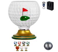 Ruileyou Bicchiere da birra rotante a forma di pallone da calcio, da 283,5 g, con base dorata, bicchiere da birra con rotazione a 360°, per succhi di frutta, amanti del calcio (pallina da golf)