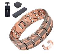 Ruileyou Ultra Strength Magnetic Copper Bracelet, Copper Magnetic Bracelet for Men, Triple magnetic, Unisex Magnetics Coppers Bracelets with Gift Box and Ring (A)
