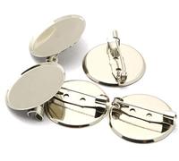 RuiLing 100pcs 2,5 cm Argento Spilla Fermagli Pin Disk Base Disco Vuoto Addensare Cabochon Vassoi per Distintivi Gioielli fai da te Artigianato Decorazione Accessori