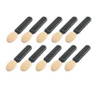 Ruilogod 10 PCS Black Plastic Maniglia Bianco BEIGE Spugna Eyeshadow Brush Applicator