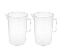 Ruilogod 2000ml Cucina laboratorio di laboratorio di plastica della plastica della tazza di misurazione 'acqua liquida della tazza del becher 2pcs