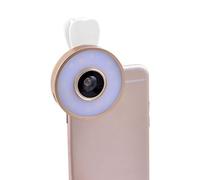 Ruilogod 6 in 1 multi Fisheye Macro Ampia al telefono LED Angle Camera Lens Kit tono oro