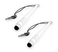 Ruilogod Argento tono 3.5mm 2pcs penna capacitiva dello stilo per il telefono mobile