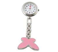 Ruilogod Guarda del quarzo della tasca della catena della catena del pendente della farfalla rosa per le signore