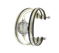 Ruilogod Livello multi colore della manopola rotonda Bangle orologio al quarzo per le signore