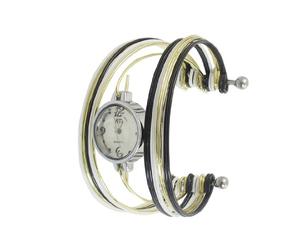 Ruilogod Livello multi colore della manopola rotonda Bangle orologio al quarzo per le signore