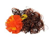 Ruilogod Orange Flower Faux capelli delle ragazze breve clip completa parrucca riccia Brown