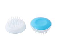 Ruilogod Plastica Domestica Bagno rotondo Forma Testa di lavaggio Pettine Pennello Shampoo 2pcs Blue