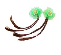 Ruilogod Ragazza Green Flower Faux Hair Clip per capelli intrecciata Parrucca Parrucca Parrucca