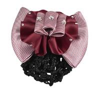 Ruilogod Strisce Bowknot Shad Lady Signora Faux Strass Snood Net Barrette Capelli Clip francese
