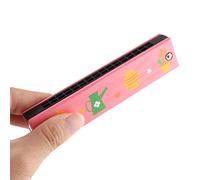 Ruilogod Telaio in legno Cartoon Pattern Dual Rows 32 Harmonica rosa