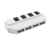 Ruilogod White 4 Ports USB 2.0 Hub W Interruttore a rocker per PC Laptop