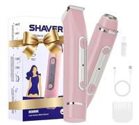RUIM Rasoio elettrico 2 in 1 per bikini e viso da donna, per depilazione indolore, con lame in ceramica, rasoio senza fili impermeabile IPX7, per uso doccia, ricarica rapida di tipo C, regalo per