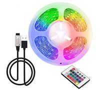 Ruimeimei - Striscia LED USB da 2 m, 5 Volt, 16 colori, 5050 LED, telecomando a 24 tasti, per decorazioni fai da te, da interno, retroilluminazione per TV,