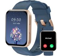 RUIMEN Smartwatch Uomo Chiamate Bluetooth Orologio Sportive Contapassi Android iOS Compatibile Fitness Tracker Cardiofrequenzimetro da polso Saturimetro Impermeabile IP68 Notifiche Whatsapp Blu