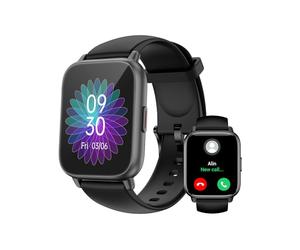 RUIMEN Smartwatch Uomo Donna Chiamate Bluetooth Orologio Contapassi Android iOS Compatibile Fitness Watch Sportive Cardiofrequenzimetro da polso Saturimetro Impermeabile IP68 Notifiche Whatsapp Nero