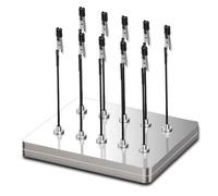 Ruimooto 10 morsetti a coccodrillo flessibili, 1 supporto per scatola di ferro - Ideali per saldature, accessori per modellismo e porta-schede (Piccolo)