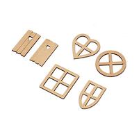 Ruimou 30 mini finestre e porte in legno per decorazioni fai da te, scrapbooking, case delle bambole, creazioni creative, scarabocchi da colorare