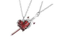 RUINBNC Collana per coppie con ciondolo a forma di cuore e rapier, significativo simbolo dell'amore, catena regolabile, regalo di nozze per anniversario, collana con cuore e rapier, One Size, come