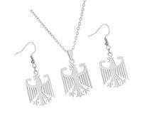 RUINBNC Set di orecchini e collana con emblemi tedeschi con aquila in acciaio inossidabile, accessori per donne e uomini, uomini e donne, coppia di gioielli alla moda accessori in acciaio inossidabile