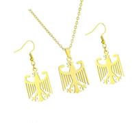 RUINBNC Set di orecchini e collana con emblemi tedeschi con aquila in acciaio inossidabile, accessori per donne e uomini, uomini e donne, coppia di gioielli alla moda accessori in acciaio inossidabile