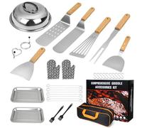 RUINENGDA Set Barbecue Professionale In Acciaio Inox, Kit Utensili Barbecue con Borsa Facile da Trasportare, Accessori Barbecue per Blackstone e gas (34PCS)