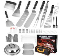 RUINENGDA Set Barbecue Professionale In Acciaio Inox, Kit Utensili Barbecue con Borsa Facile da Trasportare, Accessori Barbecue per Blackstone e gas (50PCS)