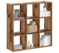 RuiNingRN Libreria effetto legno anticato, 102 x 32 x 102 cm, con 9 scomparti, molto spazio e divisorio, per soggiorno, ufficio, cameretta dei bambini, corridoio