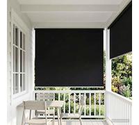 RuiNingRN Tenda a rullo da esterno con protezione UV, nera, 205 x 140 cm (larghezza x altezza), protezione termica e solare, oscurante, pieghevole, per balcone, giardino d'inverno, finestra, porta