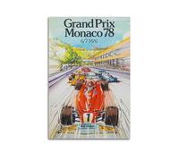 RUINOSAU Poster da parete su tela, motivo: Gran Premio di Monaco, Formula Uno F1, stile vintage, decorazione artistica da parete per camera da letto, soggiorno, casa, moderna, regalo, 40 x 60 cm,