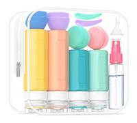 Ruinovate 17 bottiglie da viaggio per articoli da toeletta, contenitori da viaggio approvati TSA, contenitori da viaggio a prova di perdite, kit da viaggio in silicone per shampoo, balsamo, lozioni e