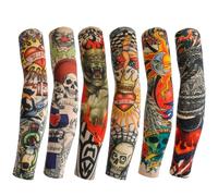RUIOMII 6 pezzi tatuaggi temporanei, 100% nylon, traspirante e confortevole, protezione solare tatuaggi finti per carnevale, Halloween, unisex 38CM tatuaggio maniche per uomini e donne