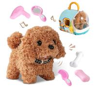 Ruioomeep Dog Toy Children's cane di peluche elettrico con guinzaglio e gabbia per cani, giocattolo interattivo per bambini che corrono e abbaiano con la coda (cane)