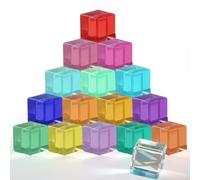 Ruioomeep Set di 16 pietre da costruzione arcobaleno in acrilico, cubetti di gemme colorate, giocattolo sensoriale per bambini, giocattolo impilabile, set di mattoncini arcobaleno per bambini dai 3