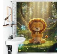 RUIOQAW Leone nella foresta meditazione anti-muffa resistente ad asciugatura rapida resistente moderno tessuto decorazione bagno set vasca da bagno 143 x 180 cm