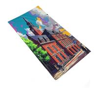 RUIOQAW Paesaggio urbano colorato con edificio storico - 1 asciugamano da bagno, asciugamano per la schiena con comodo asciugamano per la pulizia, delicato per pelli sensibili, 35x73 cm