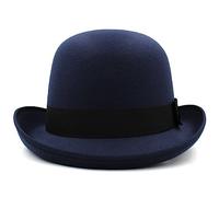 RUIPOCX Cappello da Uomo a Forma di Bombetta Classica in Finta Lana Nera da Uomo e da Donna, Cappello da Jazz con Parte Superiore concava, Taglia US 7 3/8 UK L (Color : Navy Blue, Size : 58-59CM)