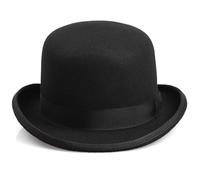 RUIPOCX Cappello da Uomo a Forma di Bombetta Classica in Finta Lana Nera da Uomo e da Donna, Cappello da Jazz con Parte Superiore concava, Taglia US 7 3/8 UK L (Color : Black, Size : 58-59CM)