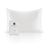 RUIPTSKE Federa per cuscino in seta naturale, ipoallergenica, 22 mamme, 100% seta, 600 fili, con cerniera nascosta, certificata OEKO-TEX (white, 50x90cm)