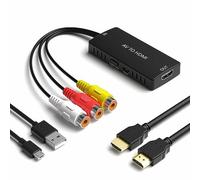 RuiPuo Convertitore da RCA a HDMI, adattatore da AV a HDMI, supporto adattatore composito a HDMI 1080P, PAL/NTSC, compatibile con WII/WII U/PS one/PS2/PS3/STB/Xbox/VHS/VCR/Blue-Ray DVD, ecc.