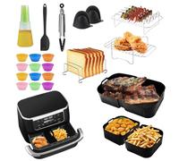 Ruiqas 10.4L Accessoires Fritteuse à Air Chaud Compatible avec Nin-ja Foodi Flexdrawer, Silicone Air Fräter Liners avec Racks Gants Muffin Liners Bouteille d'huile