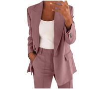 RUIRUILICO 2024 Completo Estivo da Donna 2 Pezzi Risvolto Elegante Completo da Ufficio a Maniche Lunghe con Bottoni Giacca Formale Completo di Pantaloni Giacca per Matrimoni