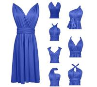 RUIRUILICO Abito Cerimonia Donna con Schiena Scoperta Multiway Vestito Elegante a Portafoglio Scollo a V Mini Abito da Cocktail Festa Senza Maniche
