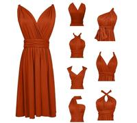 RUIRUILICO Abito Cerimonia Donna con Schiena Scoperta Multiway Vestito Elegante a Portafoglio Scollo a V Mini Abito da Cocktail Festa Senza Maniche