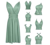 RUIRUILICO Abito Cerimonia Donna con Schiena Scoperta Multiway Vestito Elegante a Portafoglio Scollo a V Mini Abito da Cocktail Festa Senza Maniche