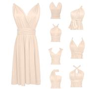 RUIRUILICO Abito Cerimonia Donna con Schiena Scoperta Multiway Vestito Elegante a Portafoglio Scollo a V Mini Abito da Cocktail Festa Senza Maniche
