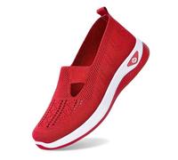 RUIRUILICO Scarpe Comfort Donna Senza Lacci Confortevoli Scarpe Ortopediche da Donna Suola Antiscivolo Casual Basket Leggero Primavera Ete, A rosso., 41.5 EU