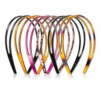 Ruiruiming, 6 cerchietti per capelli da donna, in plastica, a doppia fila, con pettine per capelli, con guscio di tartaruga, accessorio antiscivolo, 5 colori