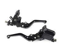 RUIRUIY Leve frizione Freno Moto universali 7/8in, Set maniglia leva frizione pompa superiore freno regolabile idraulicamente (nero)